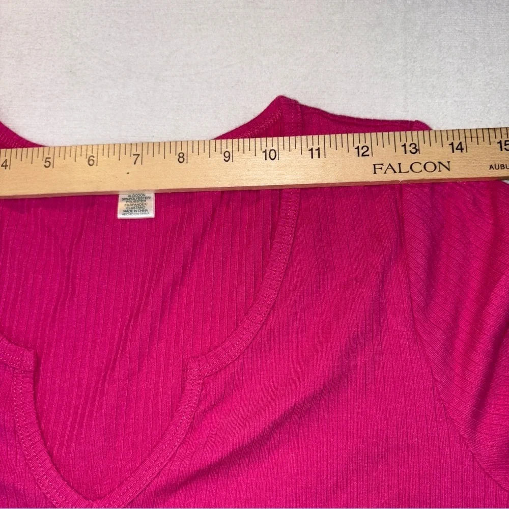 Bozzolo Pink Ribbed Crop Top Large - Picture 5 of 6